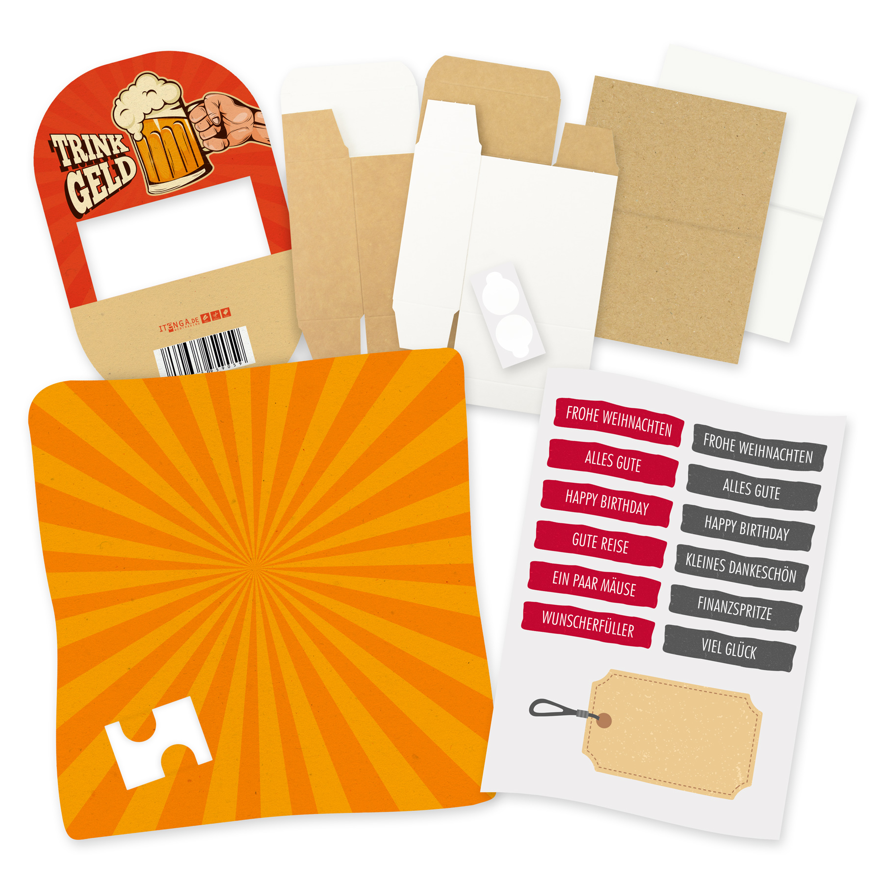 Itenga Geschenkverpackung Mit Schneeballschlacht-Motiv – Box, Aufsteller & Karte Für Geldgeschenke Zu Weihnachten
